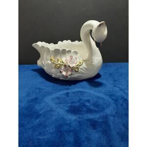 Vintage Capodimonte Swan Planter or Centerpiece Bowl Italy